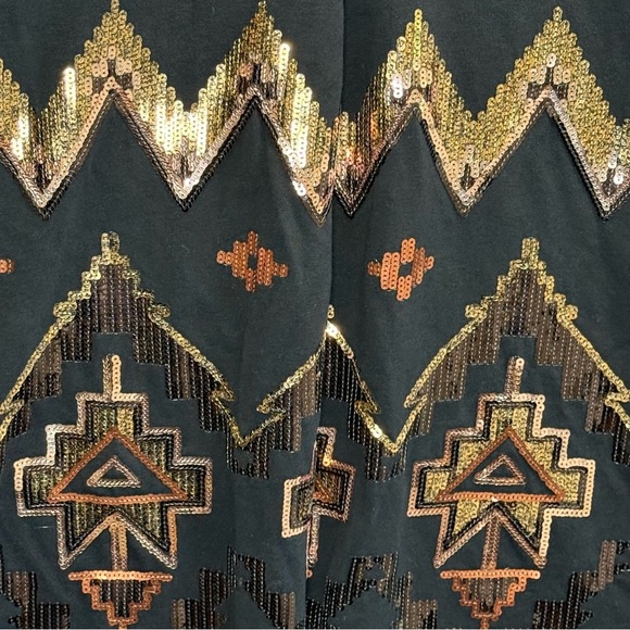 Express Black and Gold Southwestern Design Sequin Dress. Size XS - Picture 8 of 10